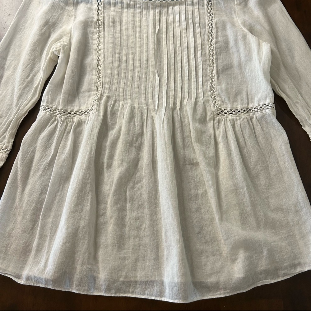 Rebecca Taylor white pintuck lace detailed shirt size 4 - Picture 10 of 15